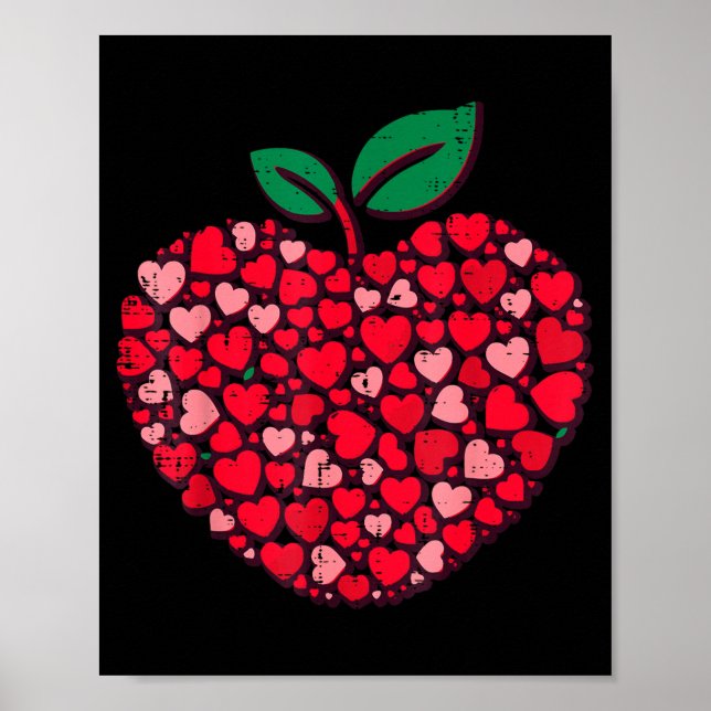Poster Valentines Day Teacher Hearts Love Teach Women Men (Frente)