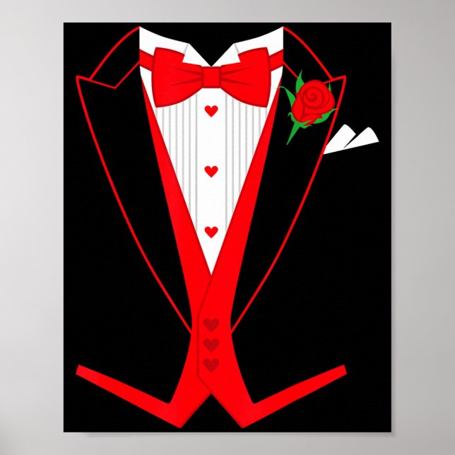 Poster Valentine's Day Tuxedo Red Bow Tie Costume For Guy (Frente)