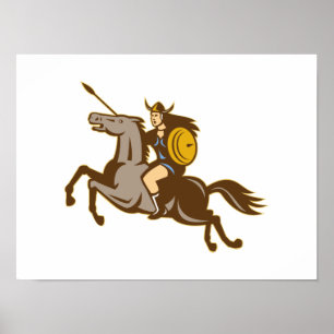 Poster Valkyrie Riding Horse Retro