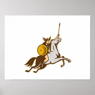 Poster Valkyrie Riding Horse Retro
