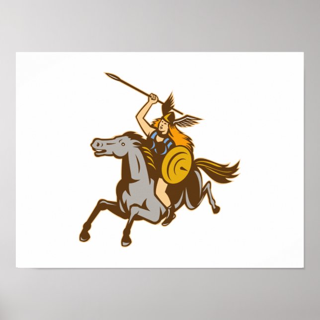 Poster Valkyrie Riding Horse Retro (Frente)