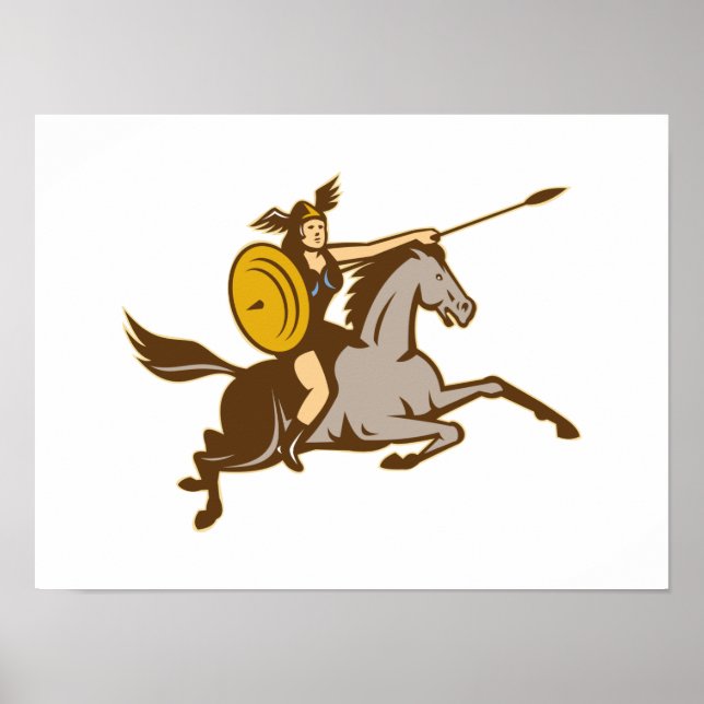 Poster Valkyrie Riding Horse Retro (Frente)