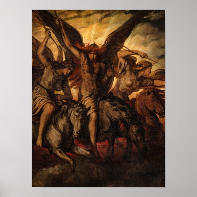 Poster Valkyries, 1871, por Elisabeth Jerichau-Baumann (Frente)