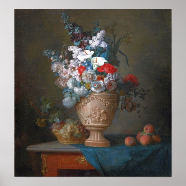 Poster Vallayer-Coster - Flowers In Vase With Peaches (Frente)