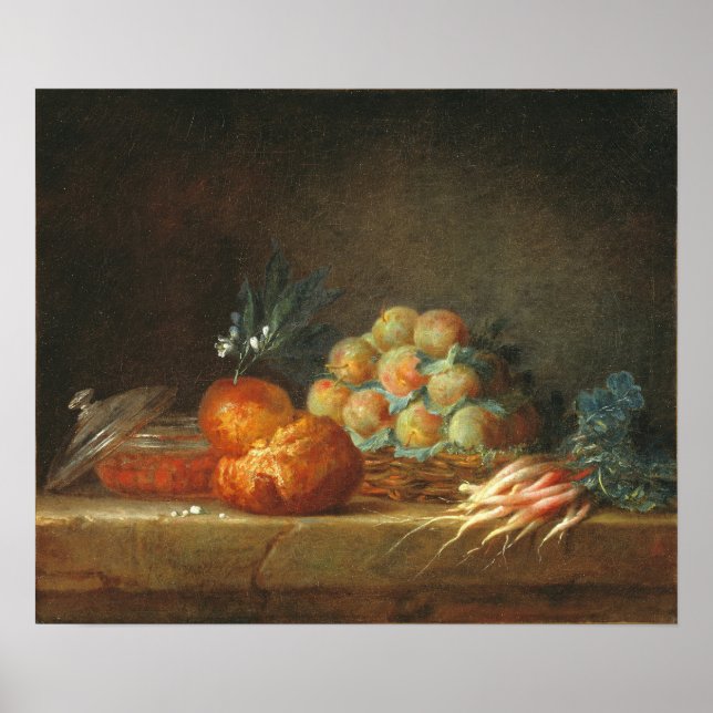 Poster Vallayer-Coster - Natureza Morta Com Brioche Fruta (Frente)