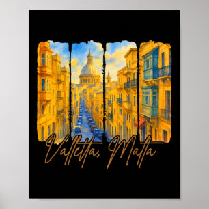 Poster Valletta Malta Viagem Viagem Pincelada Valletta
