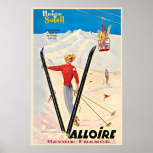 Poster Valloire Valmeinier França Montanhas Vintage Alpes