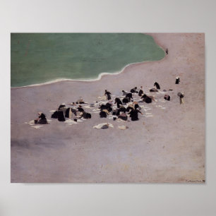 Pôster Vallotton-Washerwomen de Felix em Etretat