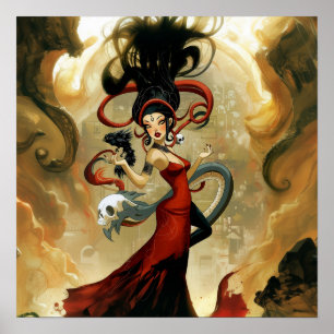 Poster Valor da Matriz de Arte AI Witchy de Intenção Mani