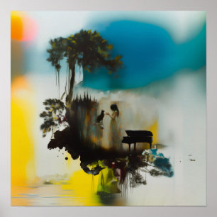 Poster Valor de Matriz de Arte AI Witchy da Árvore de Gat