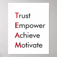 Valores de TEAM - Confiança, Capacidade, Conquista