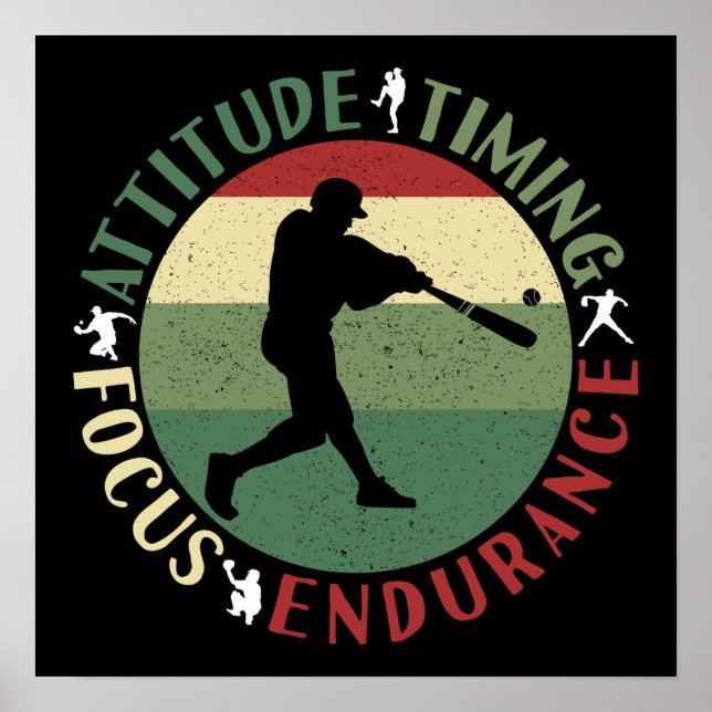 Poster Valores Motivacionais de Equipe de Beisebol (Frente)
