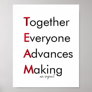 Poster Valores TEAM - Juntos, Todos Avançam Fazer e