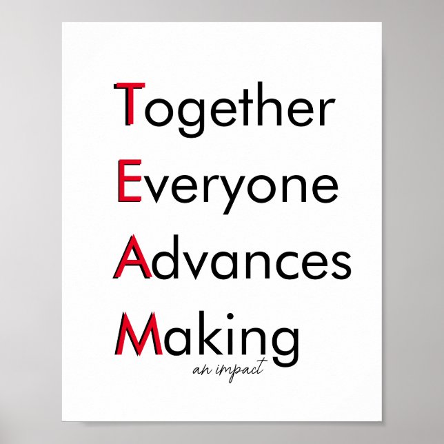 Poster Valores TEAM - Juntos, Todos Avançam Fazer e (Frente)