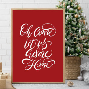 Poster Vamos Adorá-Lo Com A Caligrafia De Pincel