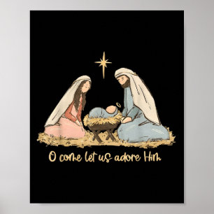 Poster Vamos Adorá-Lo, Feliz Cristã Chri.