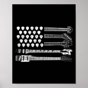 Poster Vamos Balançar Guitarra Rock N Roll Retro Bandeira