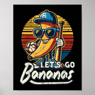 Poster Vamos Banana Retro Fruta Men Meninos Crianças T-sh