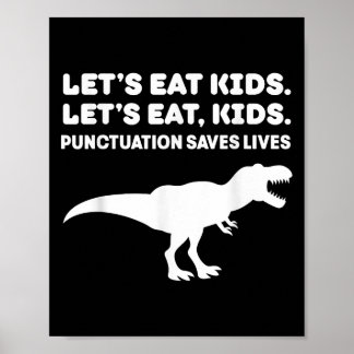 Poster Vamos Comer Crianças Dinossauro T-rex Dino Pontuaç