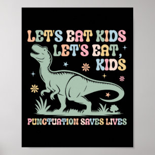 Poster Vamos Comer Crianças Pontuação Salva Vidas Gramáti