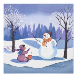 Pôster Vamos Construir um Boneco de Neve | Pintura de Inv
