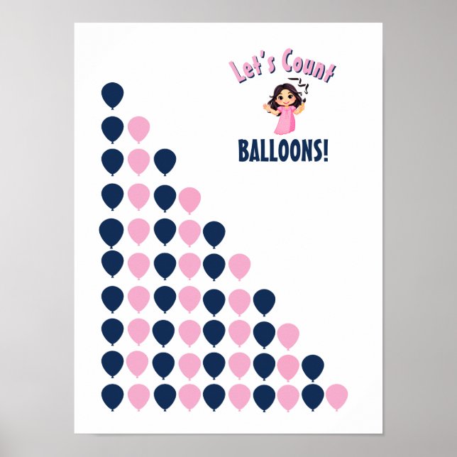 Poster Vamos Contar Balões! Números Coloridos para Aprend (Frente)