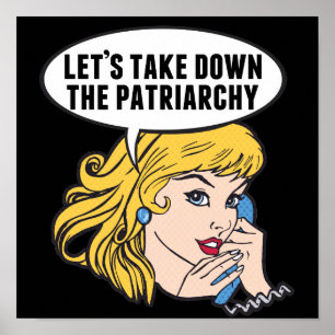 Poster Vamos Derrubar o Patriarcado Feminista Retro Fofo