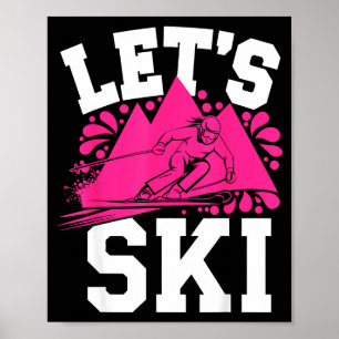 Poster Vamos esquiar humor de garota esportes de inverno