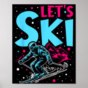 Poster Vamos esquiar, roupa de esqui vintage retrô anos 8