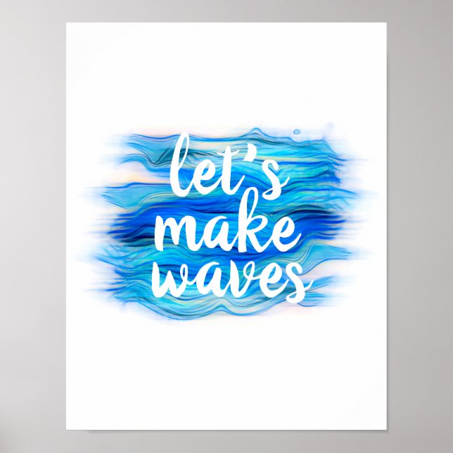 Poster vamos faz ondas citar a aquarela azul e branca (Frente)