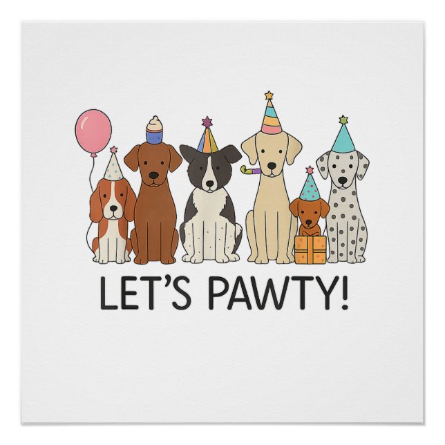 Pôster Vamos Festejar Cachorros Fofos Celebração de Festa (Frente)
