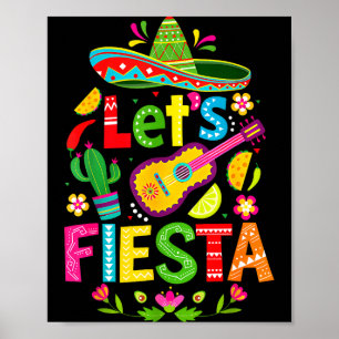 Poster Vamos festejar feliz cinco de maio sombrero mexica
