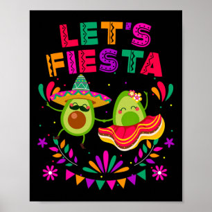Poster Vamos Fiesta Avocado Dancing Cinco De Mayo Mexican