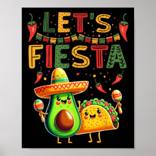 Poster Vamos Fiesta Avocado E Tacos Cinco De Mayo