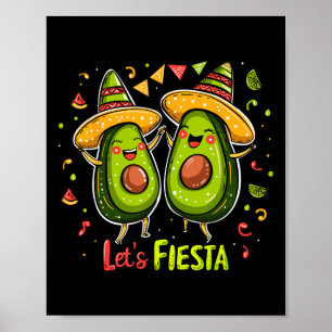 Poster Vamos Fiesta Avocado E Tacos Sombrero Cinco De M