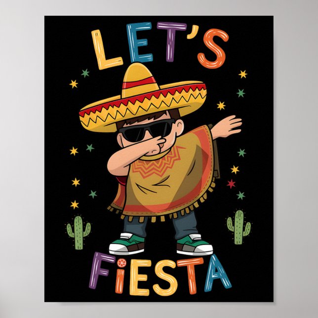 Poster Vamos Fiesta Cinco De Mayo Dabbing Mexicano Poncho (Frente)