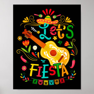 Poster Vamos Fiesta Cinco De Mayo Guitar Engraçado Pa Mex