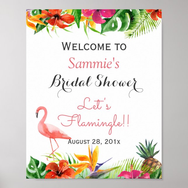 Poster Vamos Flamingle Sinal de Chá de Panela de Noiva do (Frente)
