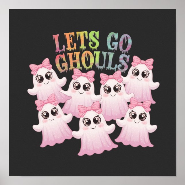 Poster Vamos Ghouls - Design de Halloween Fofo e Divertid (Frente)