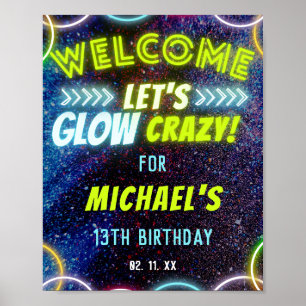 Poster Vamos Glow Louco Neon Glowing Festa de Luzes Brilh