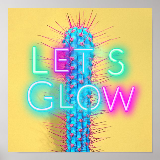 Poster Vamos GLOW Neon Cactus Funky Party Dance (Frente)