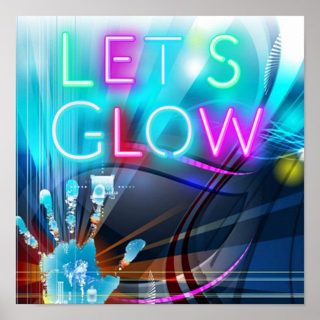 Poster Vamos GLOW Neon Psychedelia Festival Party Rave (Frente)