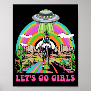 Poster Vamos Go Girls Retro Space Desert Cowgirl Solteiro