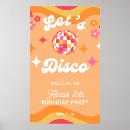 Poster Vamos Groovy Retro 70s Disco Qualquer Idade Aniver