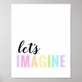 Poster Vamos Imaginar Quarto Pastel Arco-íris
