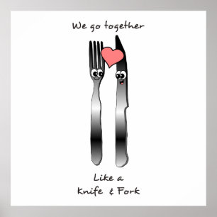 Pôster Vamos juntos como uma faca e garfo