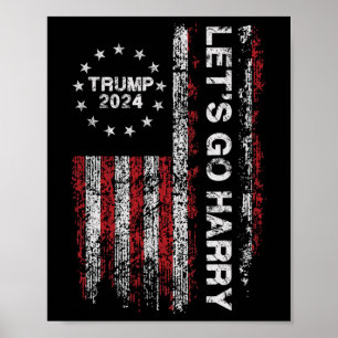 Poster Vamos Lá Harry Trump Divertido Bandeira dos EUA Vi