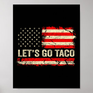 Poster Vamos Lá Taco Divertido Retro Bandeira Dos EUA Vam