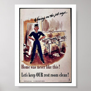 Pôster Vamos Mantenha Limpo Nosso Quarto De Descanso!