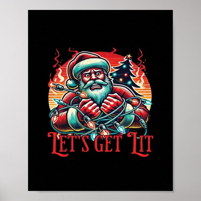 Poster Vamos Obter Papais noeis de Lit Exibição de Natal  (Frente)